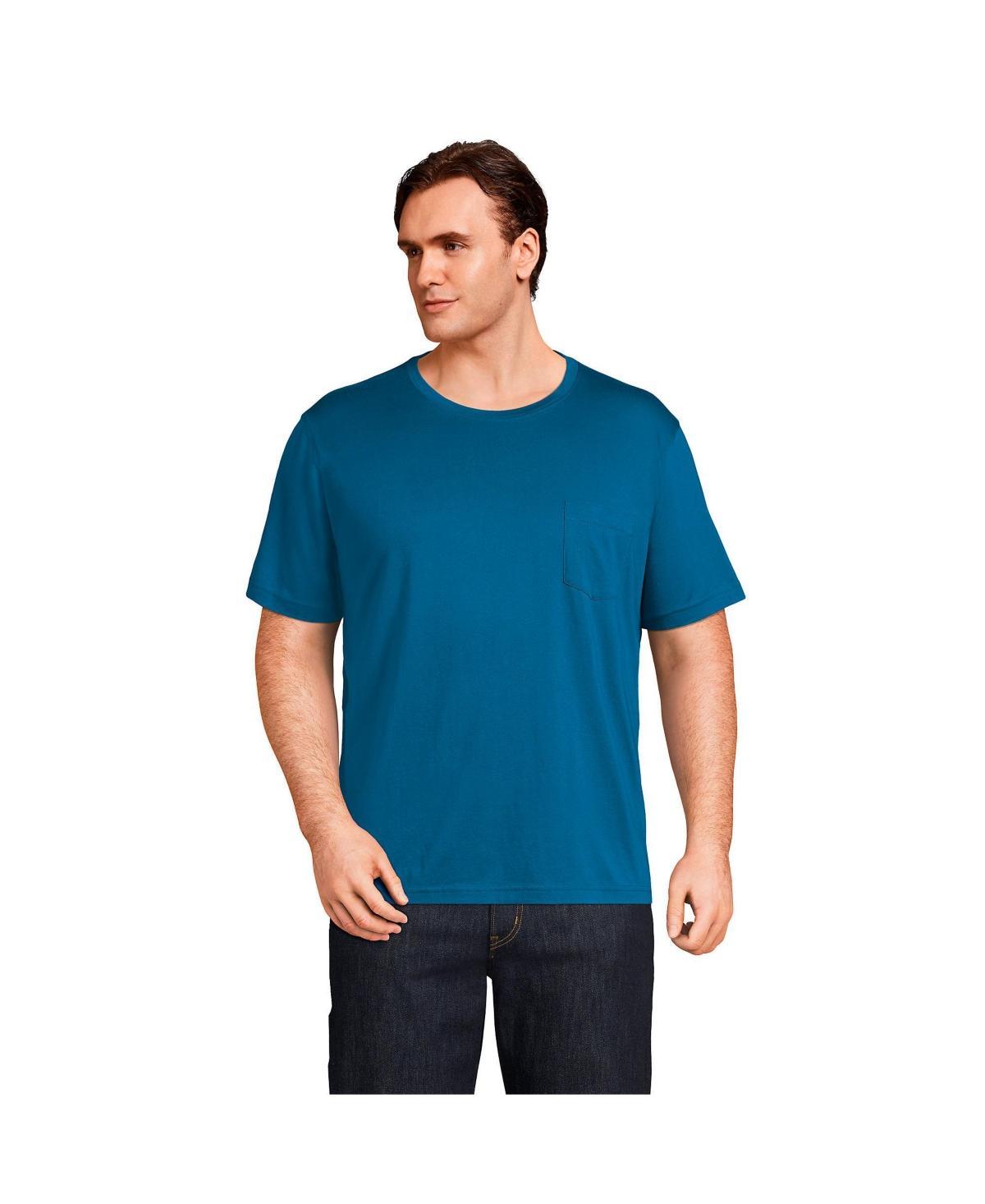 Big & Tall Lands End Supima Pocket Tee, Mens White Product Image