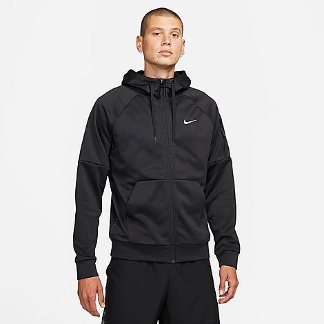 Nike Mens Nike Therma Fleece Full-Zip Hoodie - Mens Black/Black/White Product Image