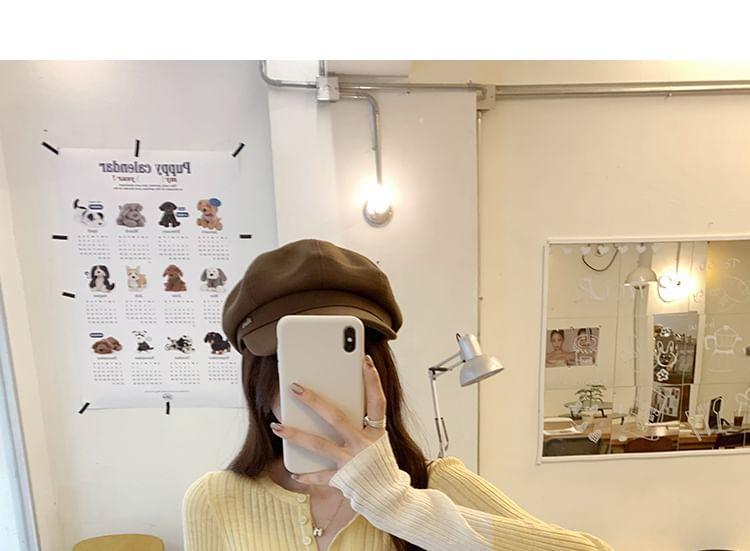 Long Sleeve Round Neck Color Block Ribbed Knit Top Product Image