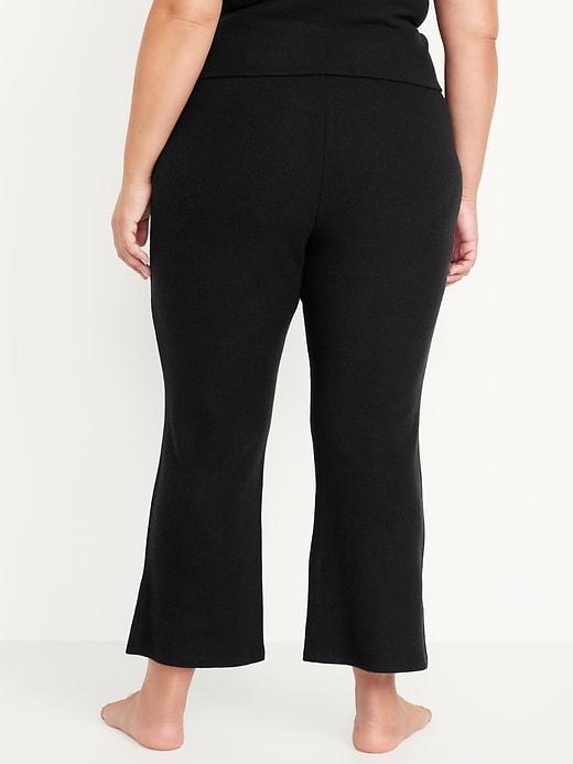 High-Waisted Ribbed Crop Flare Lounge Pants Product Image