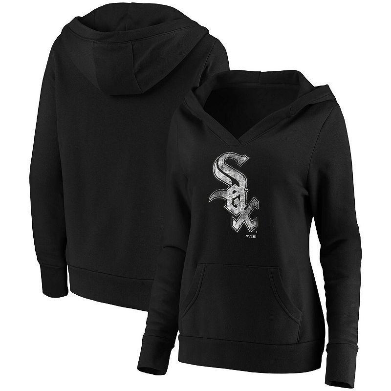 Womens Fanatics Branded Chicago White Sox Core Team Crossover V-Neck Pullover Hoodie Product Image