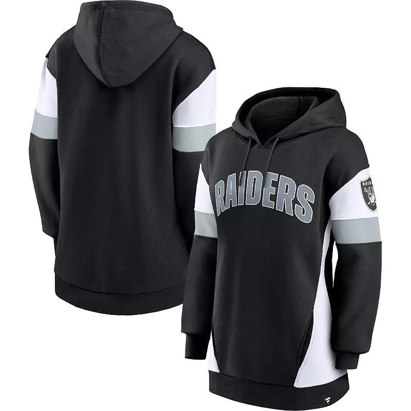 Womens Fanatics Branded Black/White Las Vegas Raiders Lock It Down Pullover Hoodie Product Image