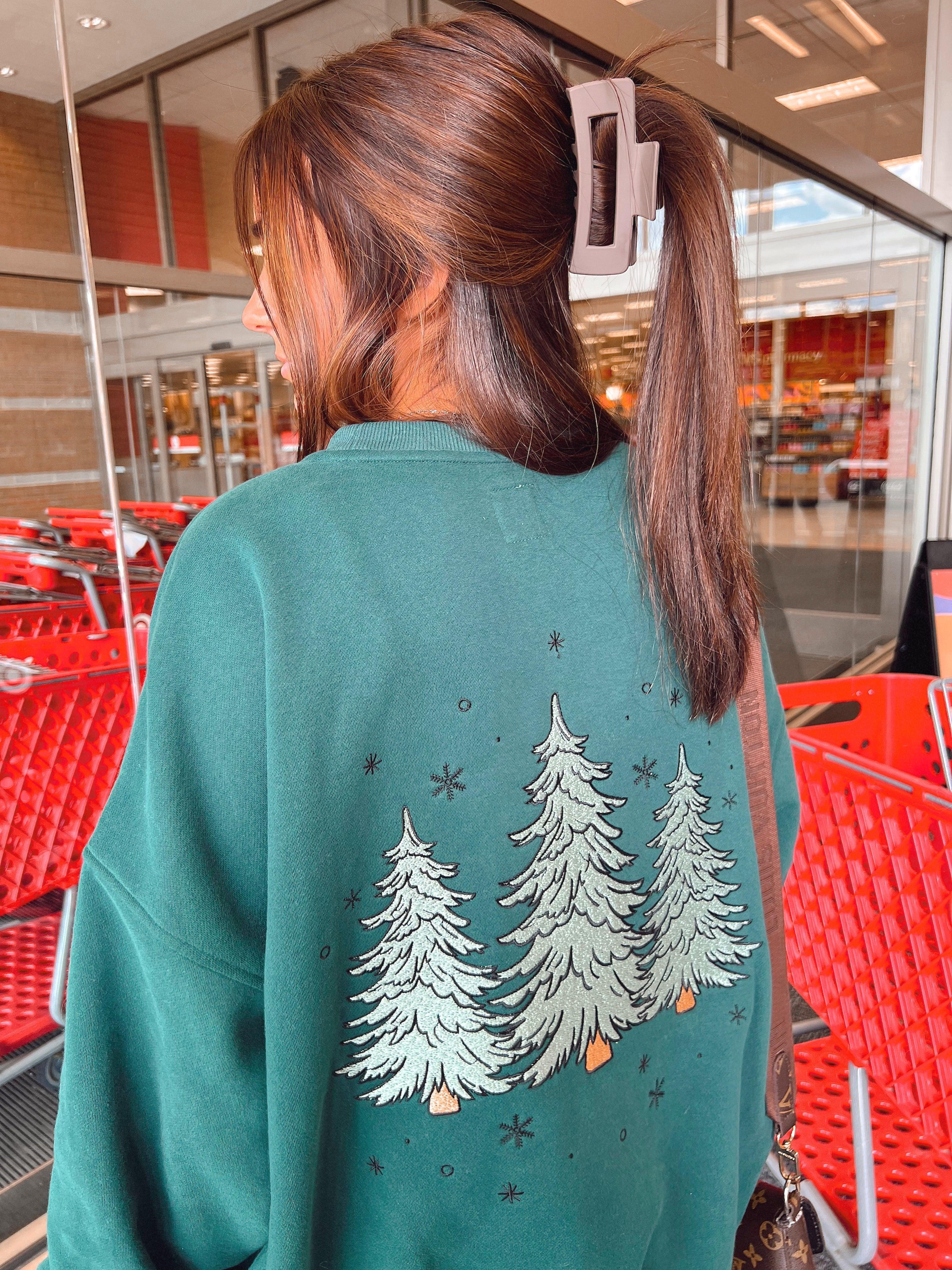 Winter Green Christmas Tree Embroider Sweatshirt Product Image