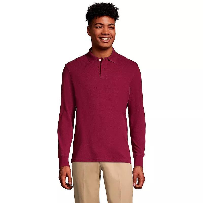 Mens Lands End Long Sleeve Mesh Polo Shirt Product Image