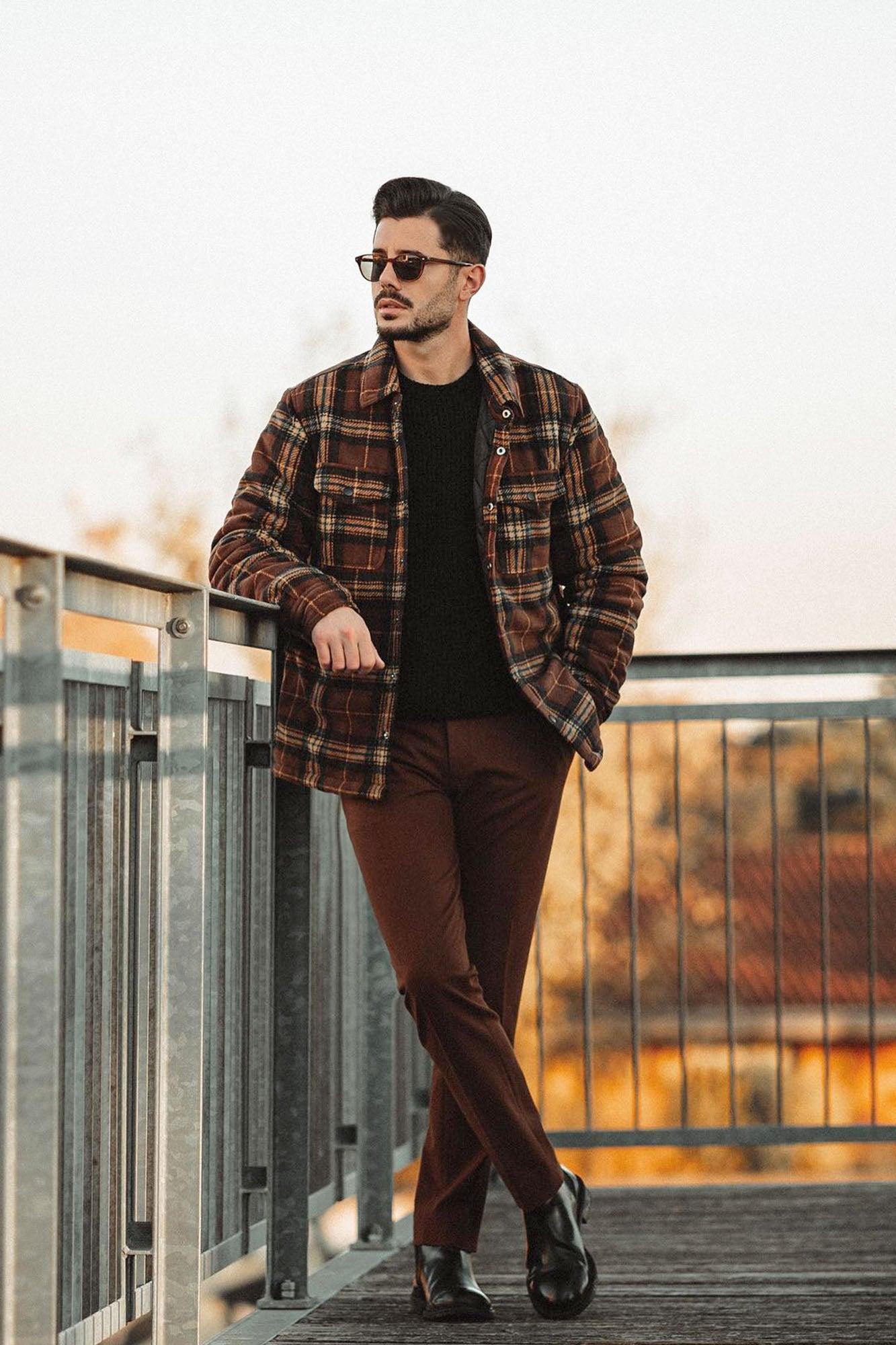 Check Out Flannel Shacket - Brown/combo Product Image