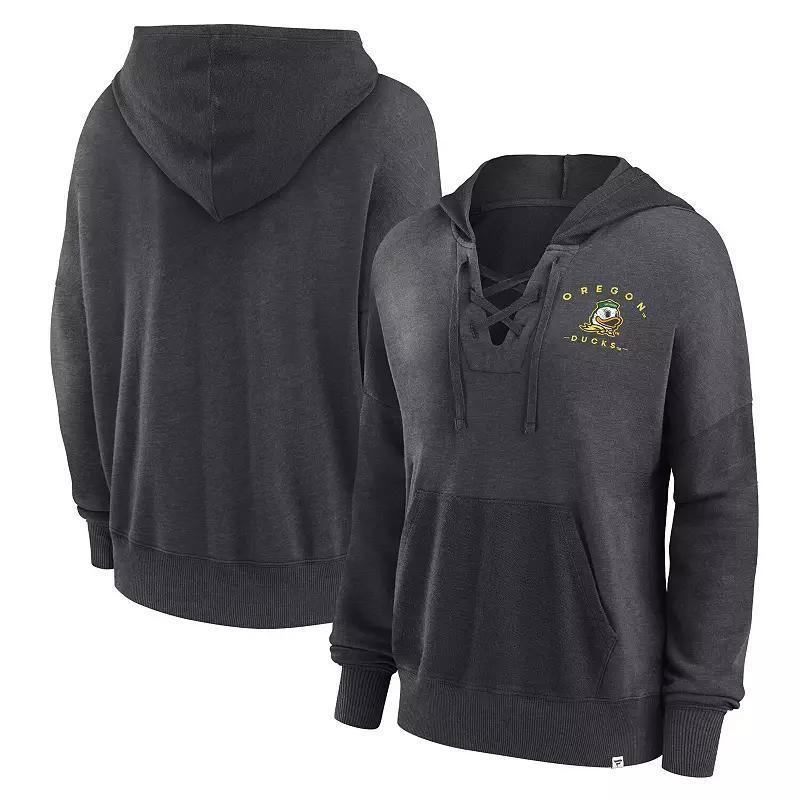 Womens Fanatics Branded Heather Charcoal Oregon Ducks Campus Lace-Up Pullover Hoodie Product Image