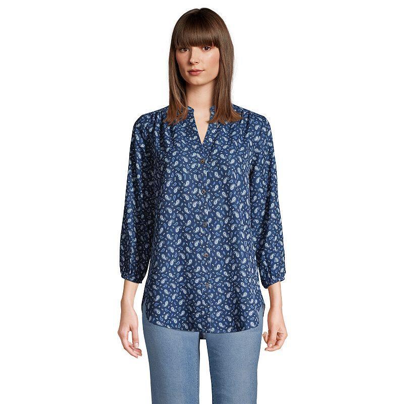 Womens Lands End Peached Tunic Shirt Blue Paisley product image