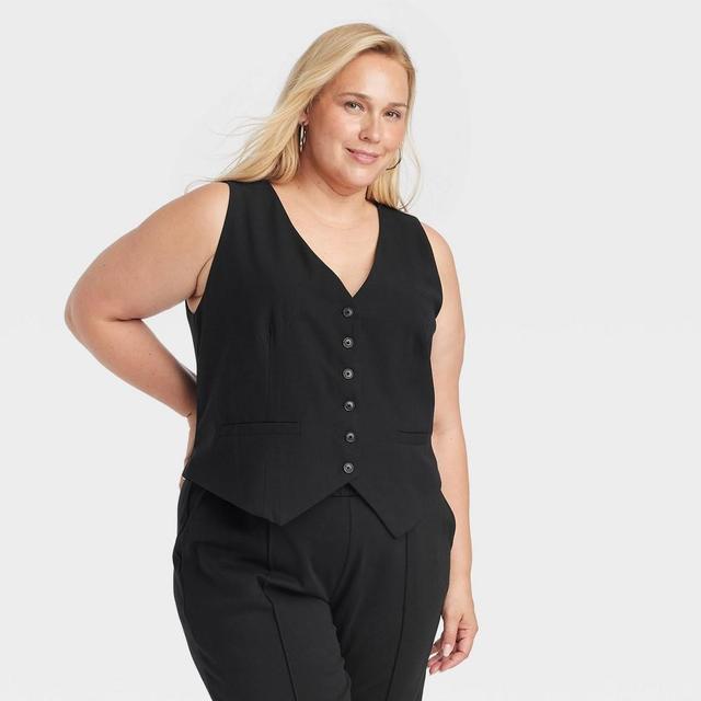 Womens Tailored Suit Vest - A New Day Black XXL Product Image