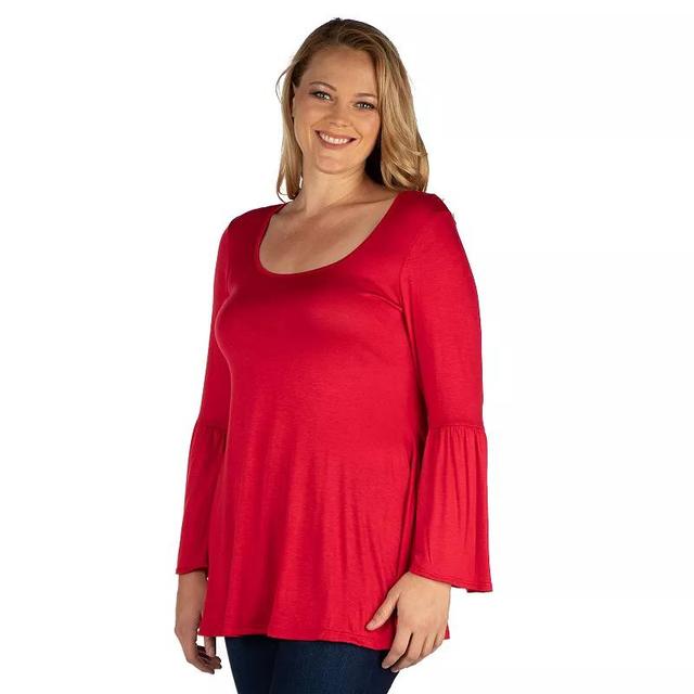 Plus Size 24Seven Comfort Apparel Bell Sleeve Flared Tunic Top, Womens Product Image