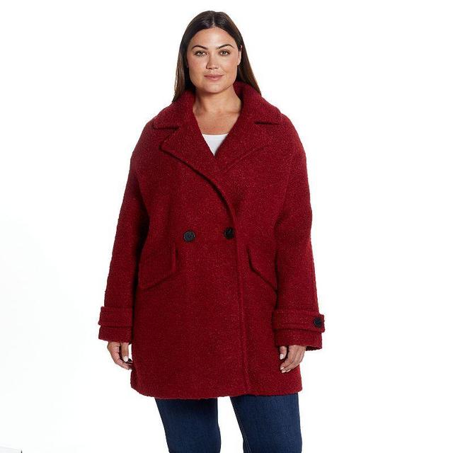 Plus Size Weathercast Double Breasted Boucle Peacoat, Womens Product Image