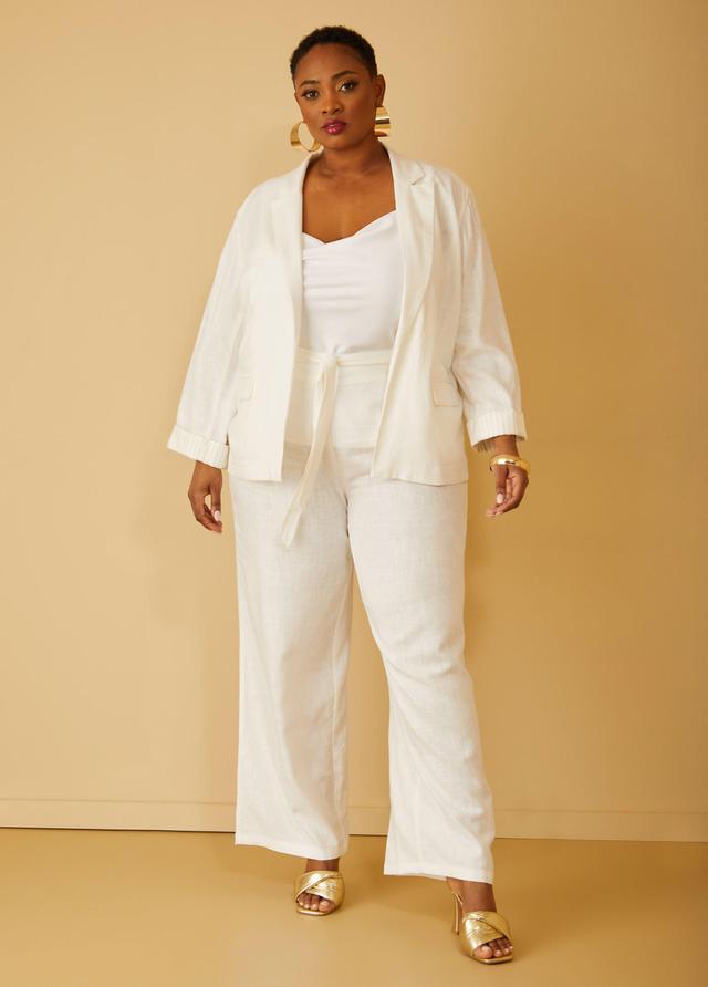 Plus Size Belted Wide Leg Pants Ashley Stewart Product Image