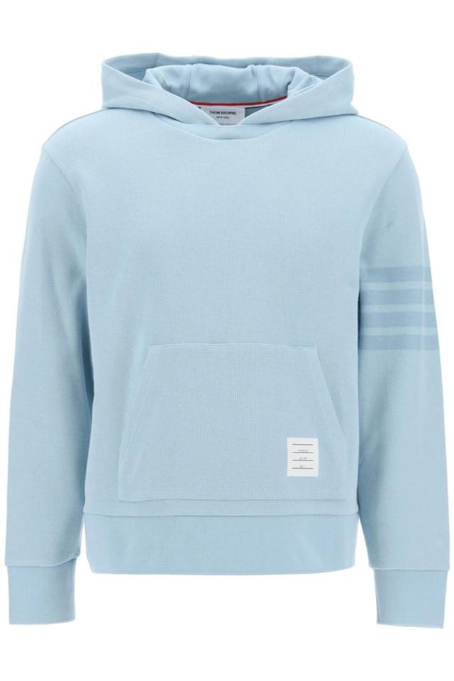 THOM BROWNE 4 Bar Hoodie In Cotton Knit In Light Blue Product Image