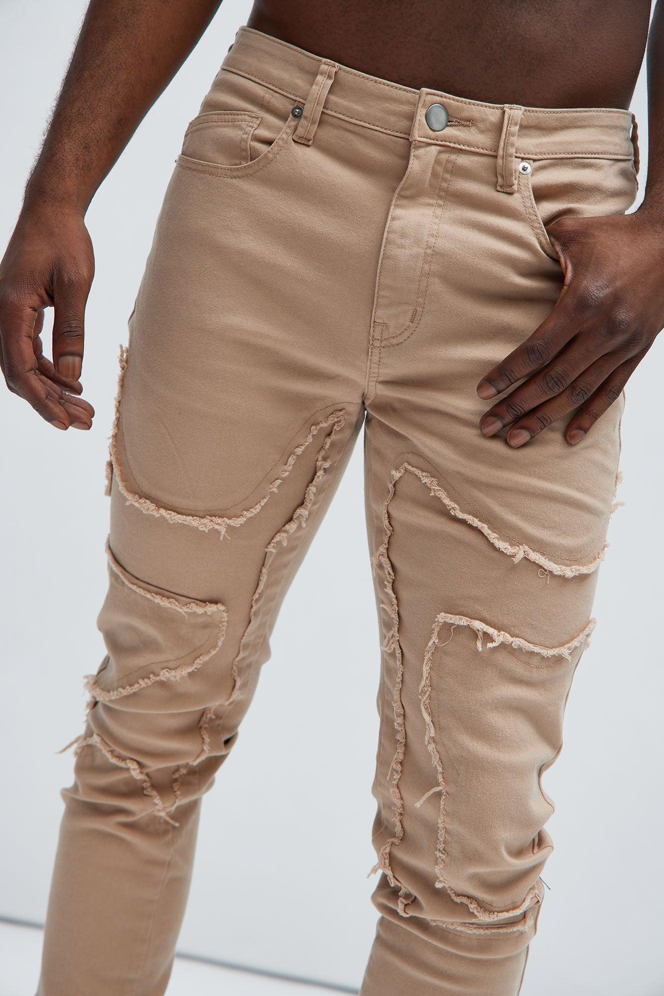 Got Your Back Patched Stacked Skinny Jeans - Taupe Product Image