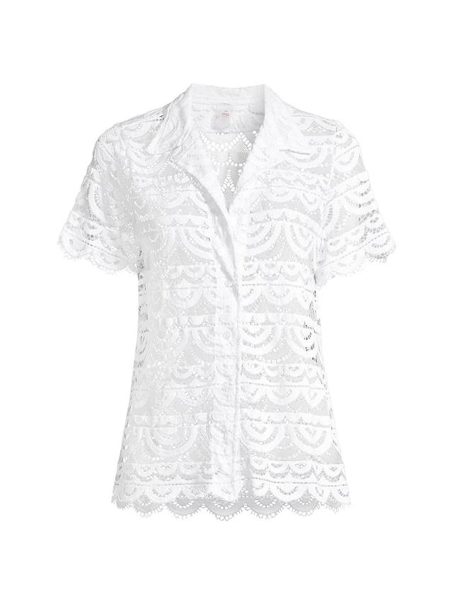 PQ SWIM Sheer Lace Cover-Up Shirt Product Image