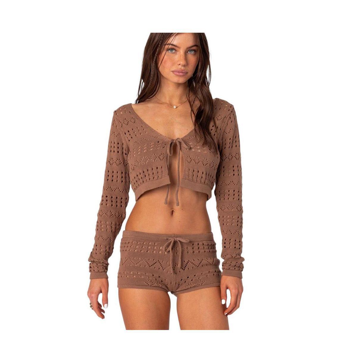 Edikted Womens Betsy Tie Front Knitted Cardigan Product Image