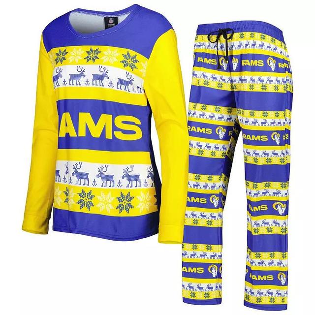 Womens FOCO Royal Los Angeles Rams Holiday Ugly Pajama Set Product Image