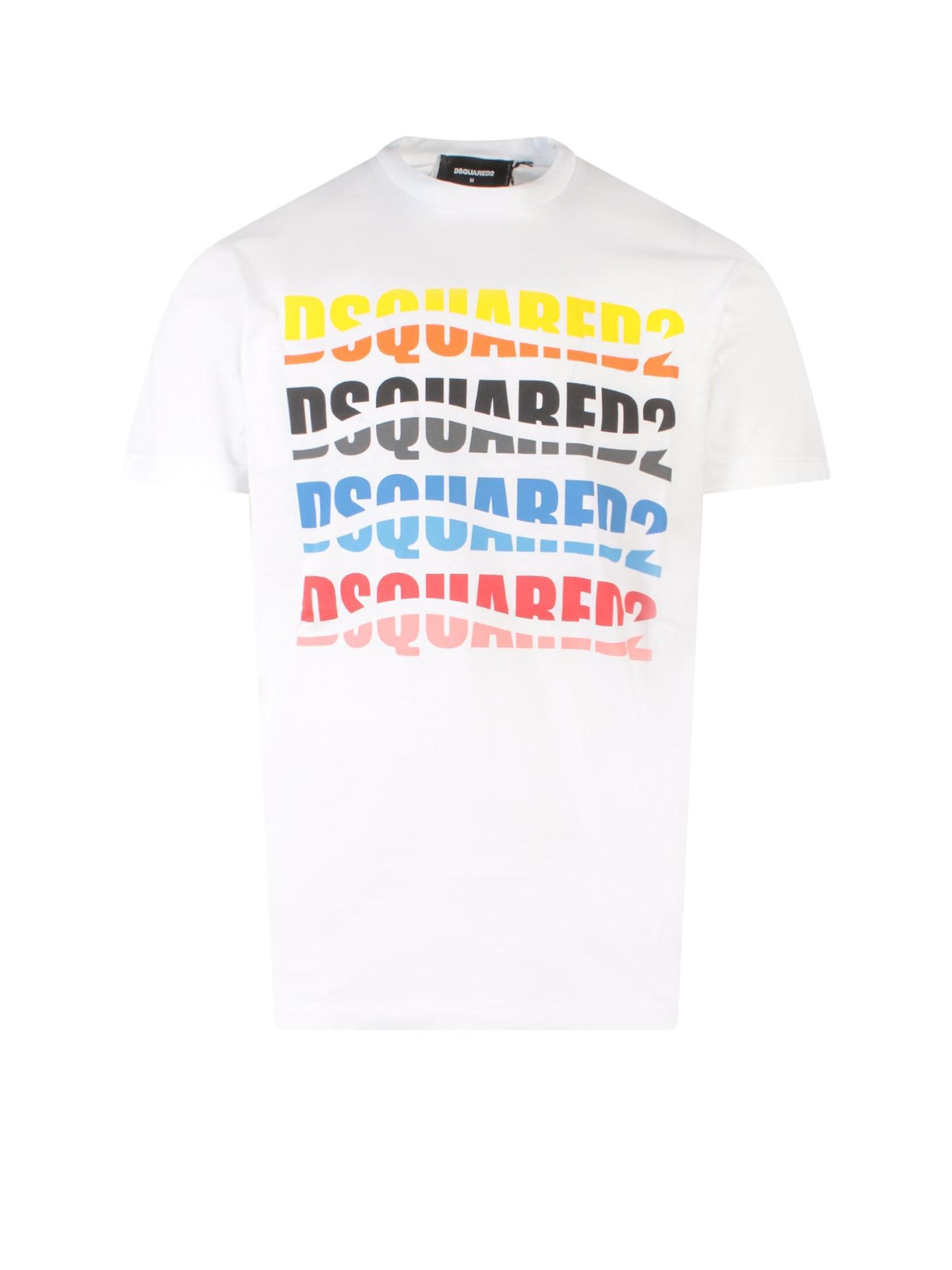 DSQUARED2 Color Wave Cotton Jersey T-shirt In White Product Image