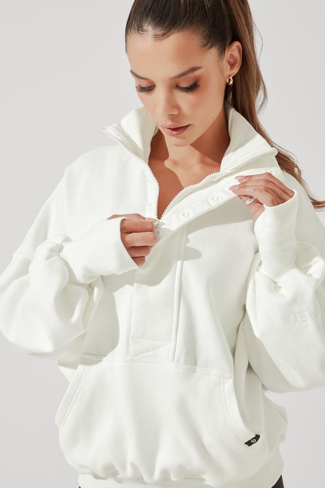 Ooey Gooey Half Zip Sweater - Almond Milk Product Image