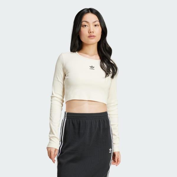 Essentials Ribbed Crop Long Sleeve Tee Product Image