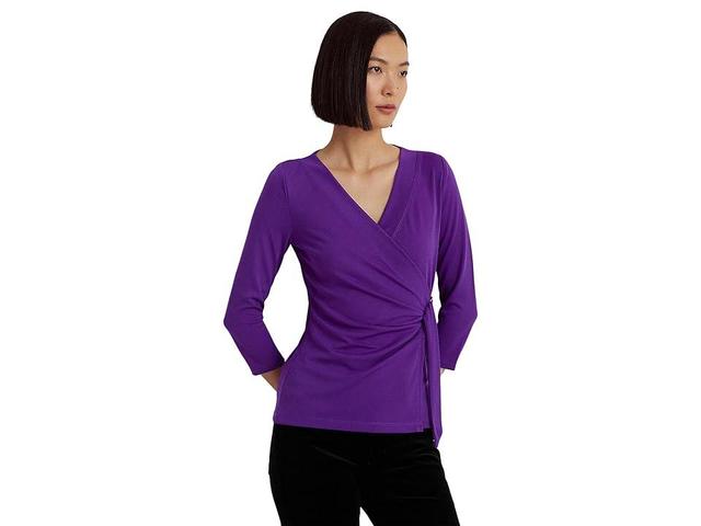 Lauren Ralph Lauren Stretch Jersey Top Agate) Women's Clothing Product Image