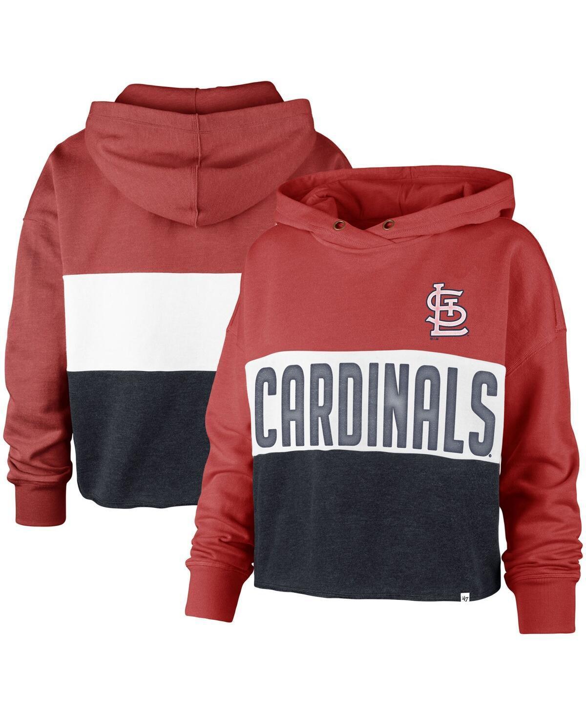 Womens 47 Heathered /Heathered Navy St. Louis Cardinals Lizzy Cropped Pullover Hoodie Product Image