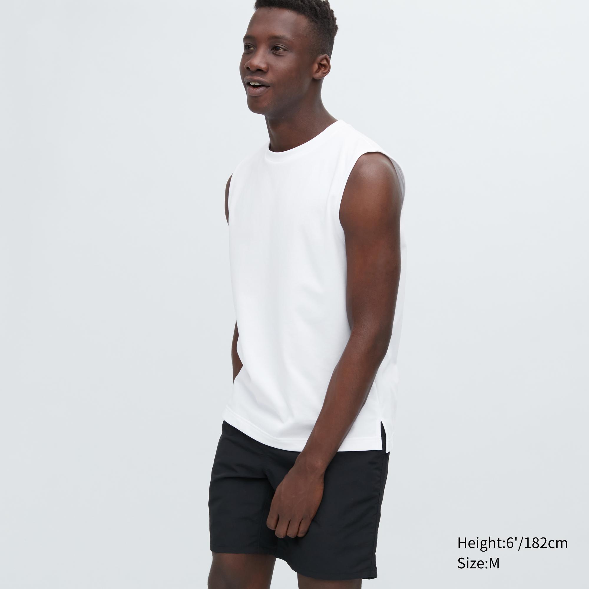 Mens Airism Cotton Sleeveless T-Shirt with Quick-Drying White Medium UNIQLO US Product Image