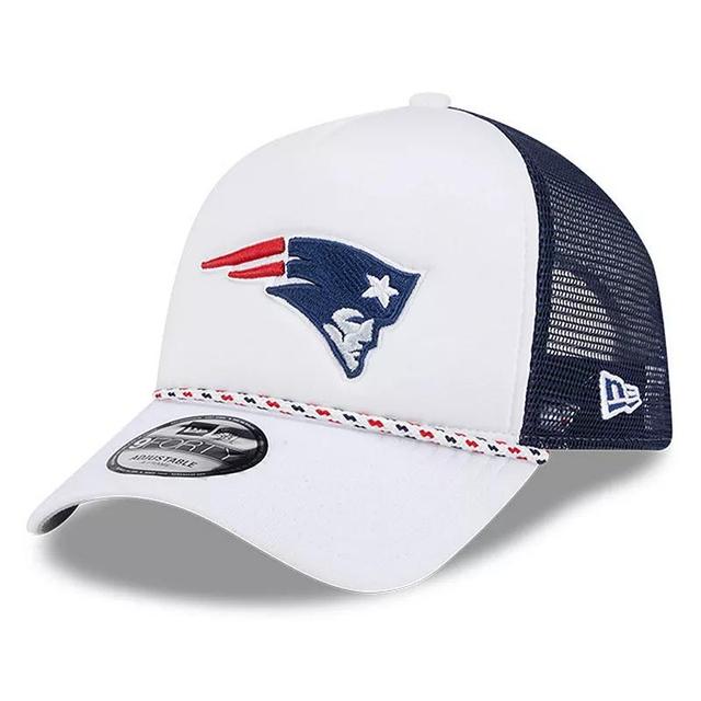 Mens New Era /Navy New England Patriots Court Sport Foam Front A-Frame 9FORTY Adjustable Trucker Hat Product Image