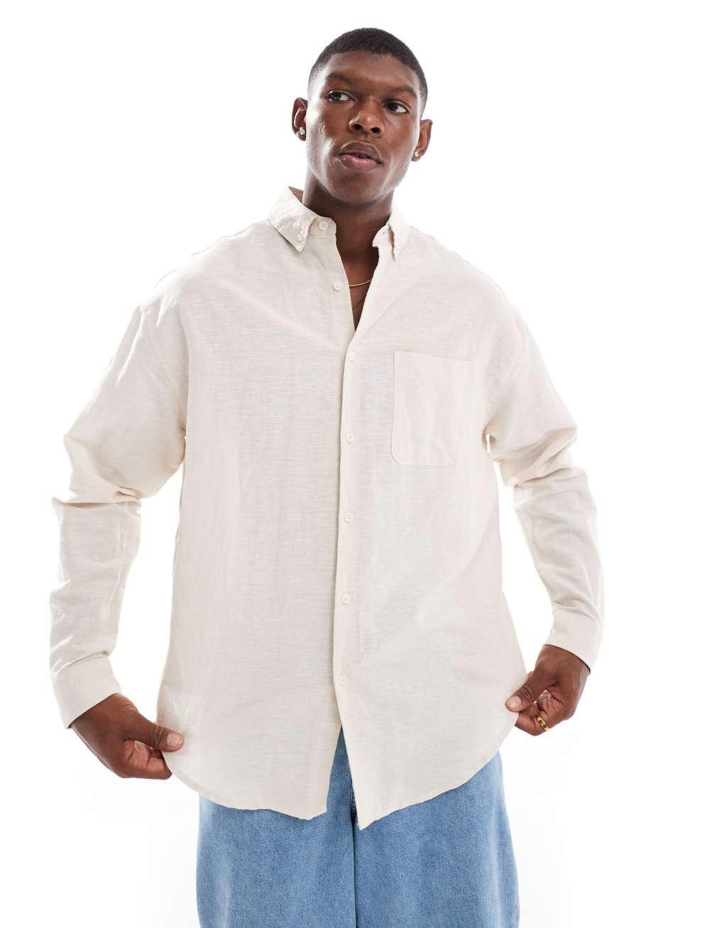 ASOS DESIGN 90s oversized linen shirt Product Image