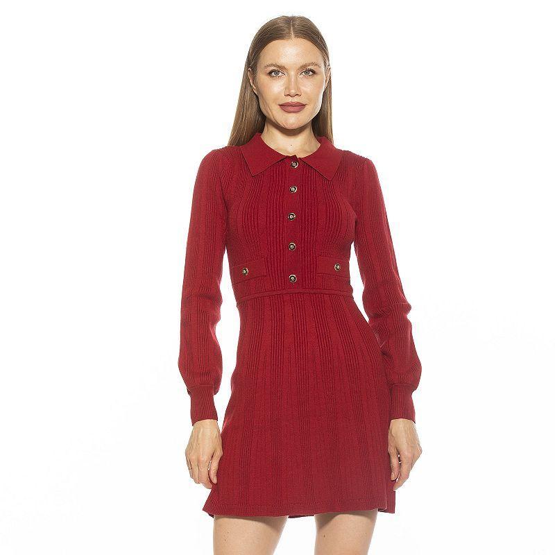 Womens Alexia Admor Ellie Collared Fit & Flare Knit Dress product image