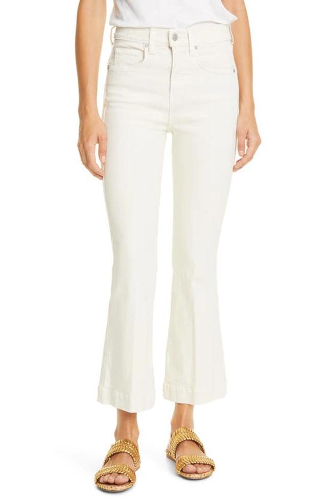 VERONICA BEARD Carson High Waist Flare Ankle Jeans In White Product Image