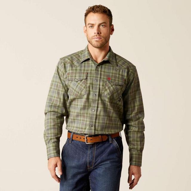 Ariat® Men's L/S Lichen Plaid FR Sawtooth Retro Fit Snap Work Shirt Product Image