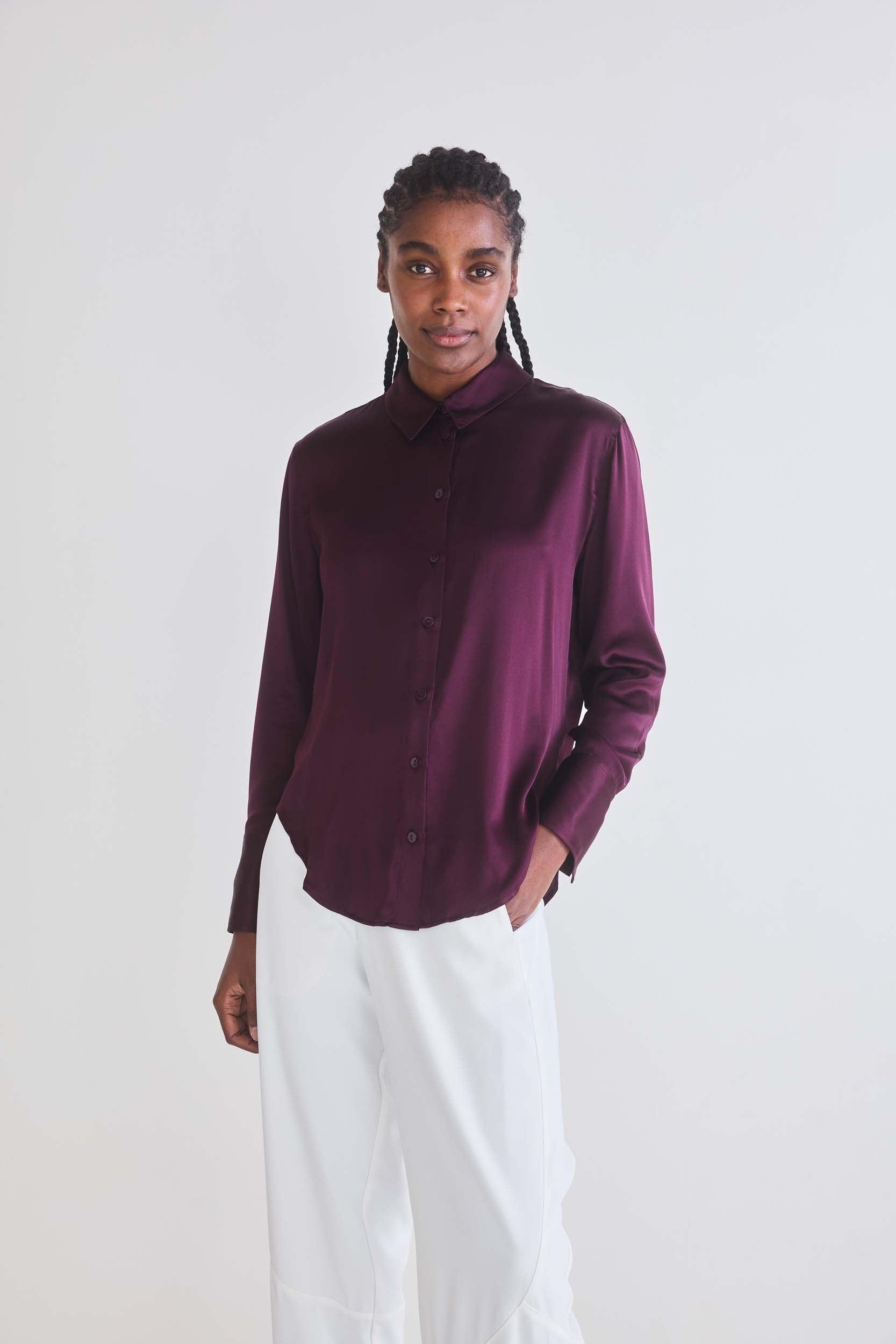 Shift Your Gaze Silk Button Down Blouse Product Image