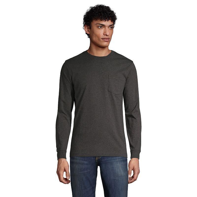 Big & Tall Lands End Super-T Pocket Tee, Mens Dk Grey Heather Product Image