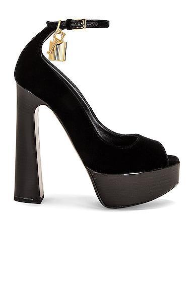 Velvet Padlock Peep Toe Platform 145 Pump Product Image