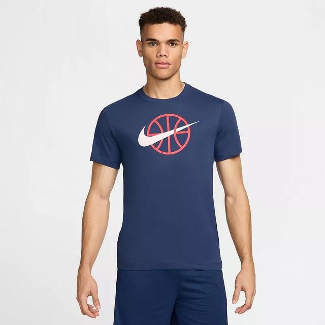 Mens Nike Dri-FIT Basketball T-Shirt Black Navy Product Image