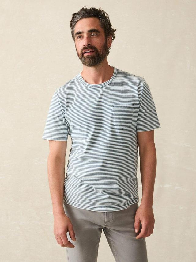 Short-Sleeve Indigo Pocket Tee - Azure Stream Stripe Product Image