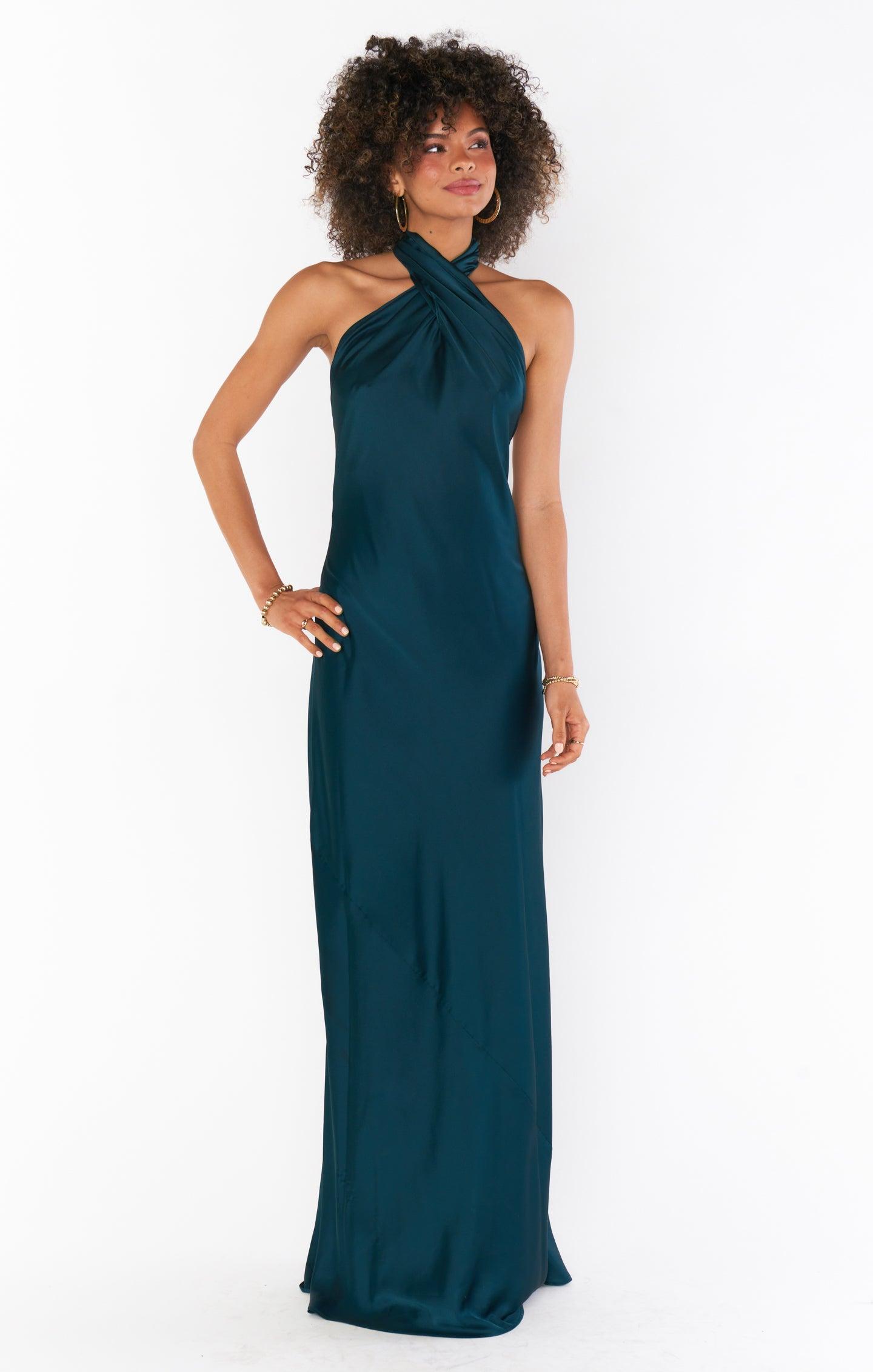 Jasmine Halter Maxi Dress ~ Copper Luxe Satin Product Image