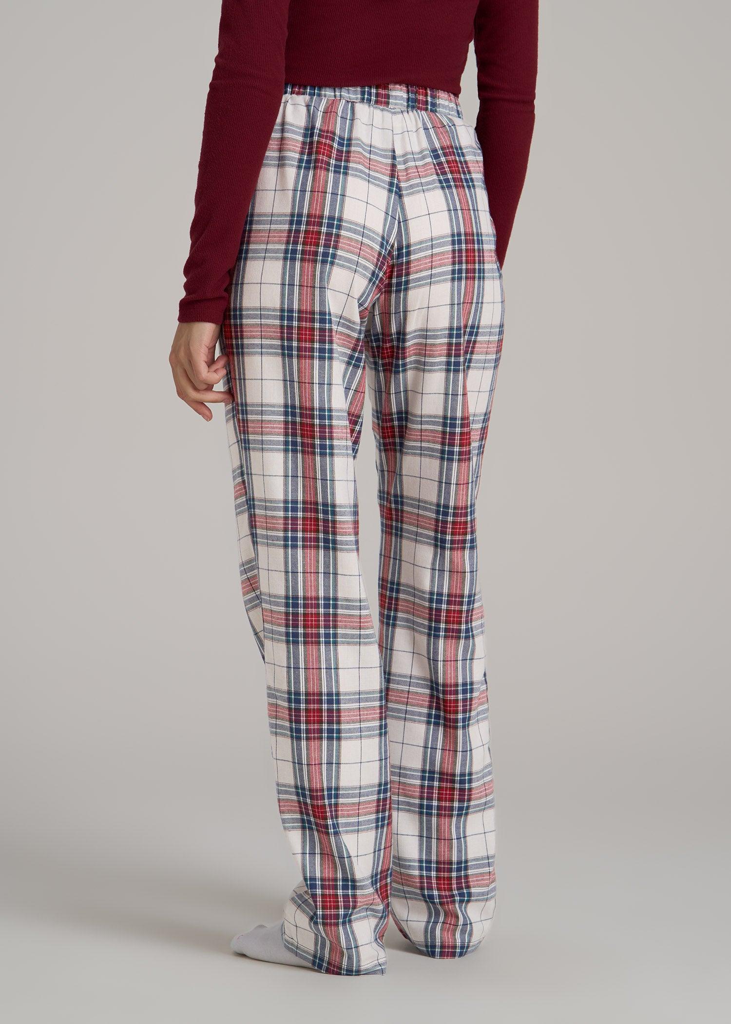 Open-Bottom Flannel Women's Tall Pajama Pants in Mixed Tartan Product Image