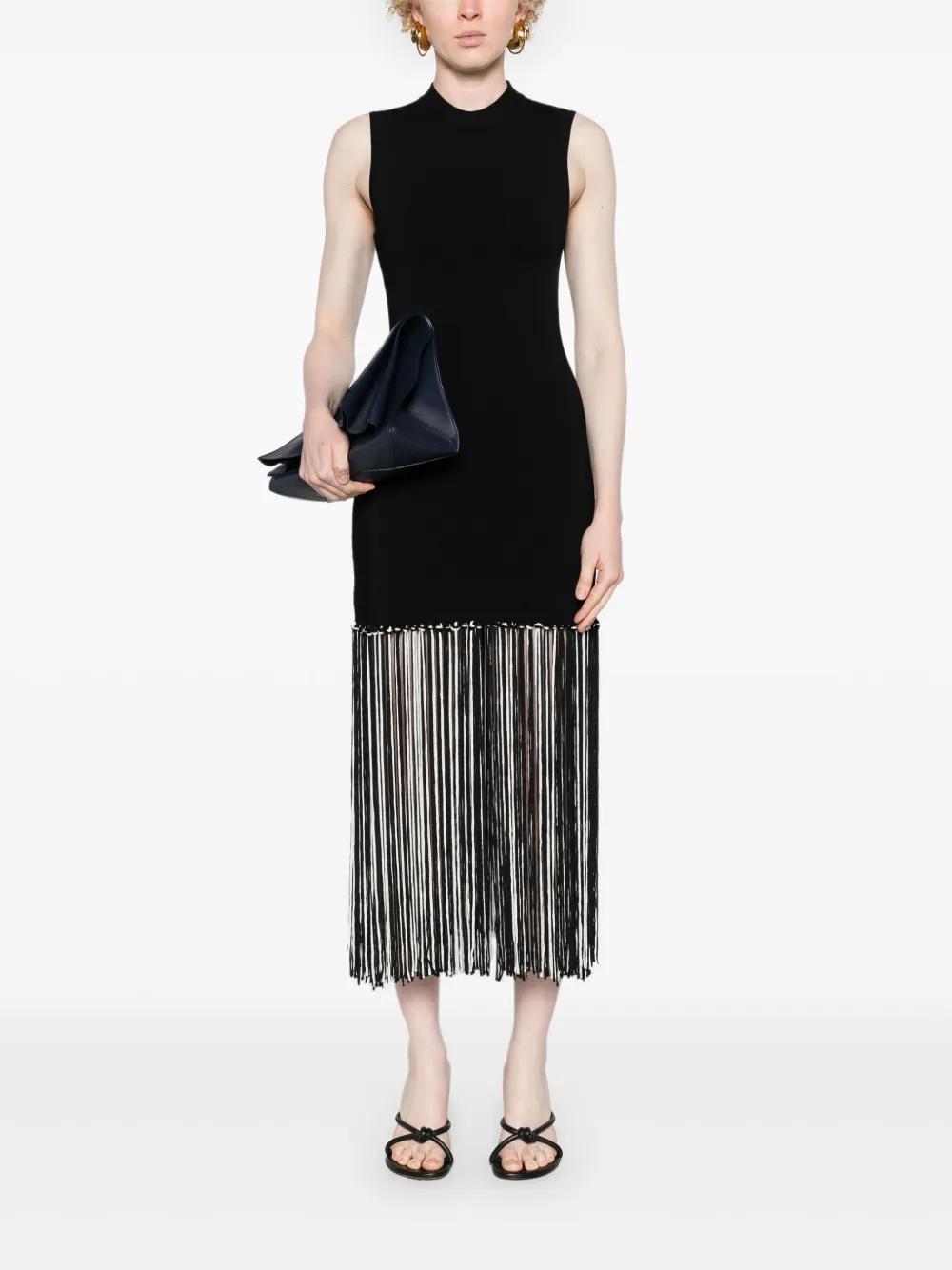 sleeveless fringed midi dress Product Image