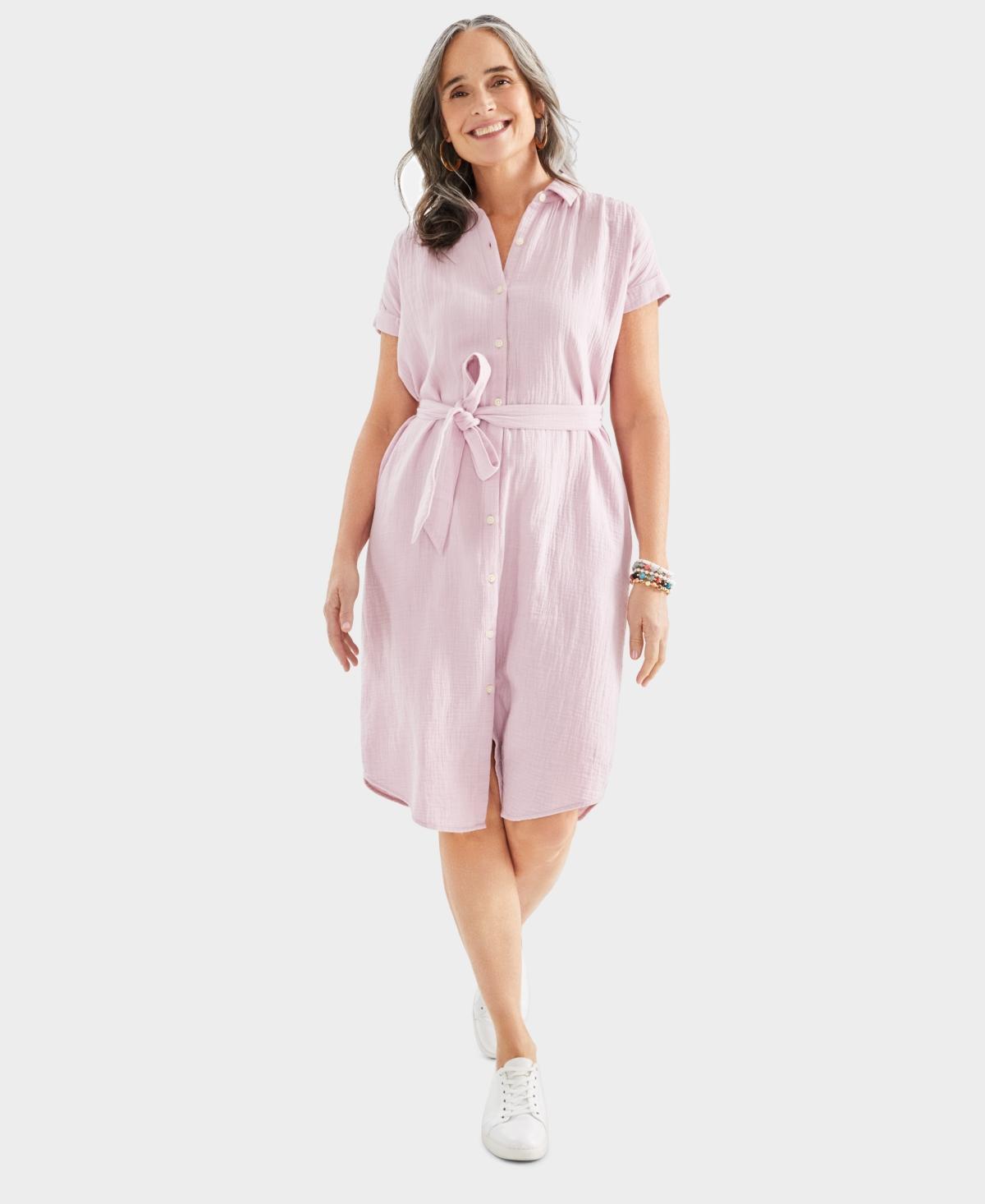 Style & Co Womens Cotton Gauze Short-Sleeve Shirt Dress, Created for Macys Product Image