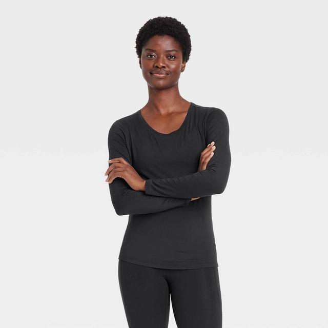 Womens Essential Crewneck Long Sleeve Top - All In Motion Black XS Product Image