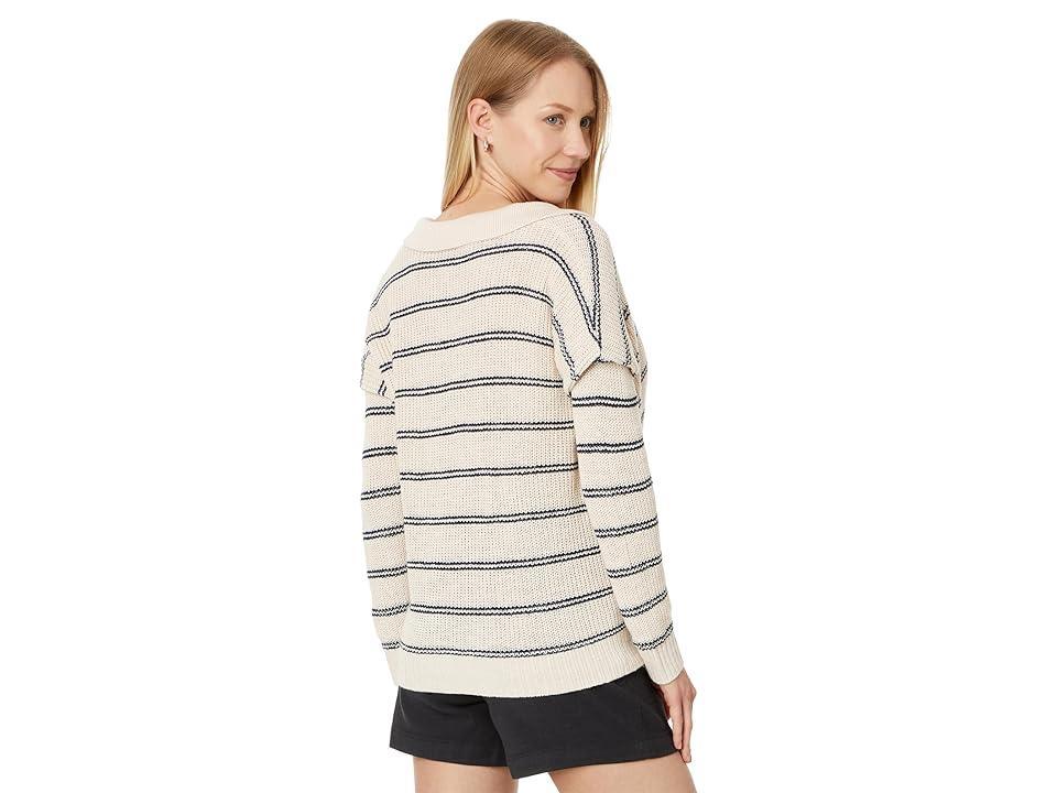 Faherty Miramar Linen Polo (Natural Mystic Stripe) Women's Sweater Product Image