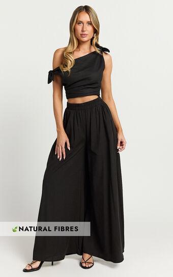 Tamara Pants - High Elasticated Waist Wide Leg Pants in Black Product Image