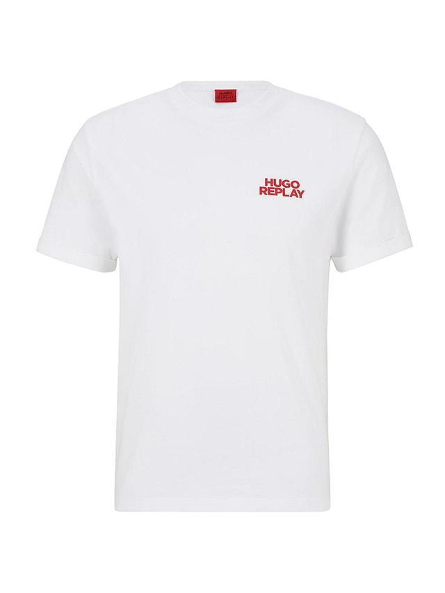 Mens HUGO REPLAY organic-cotton T-shirt with capsule logo print Product Image