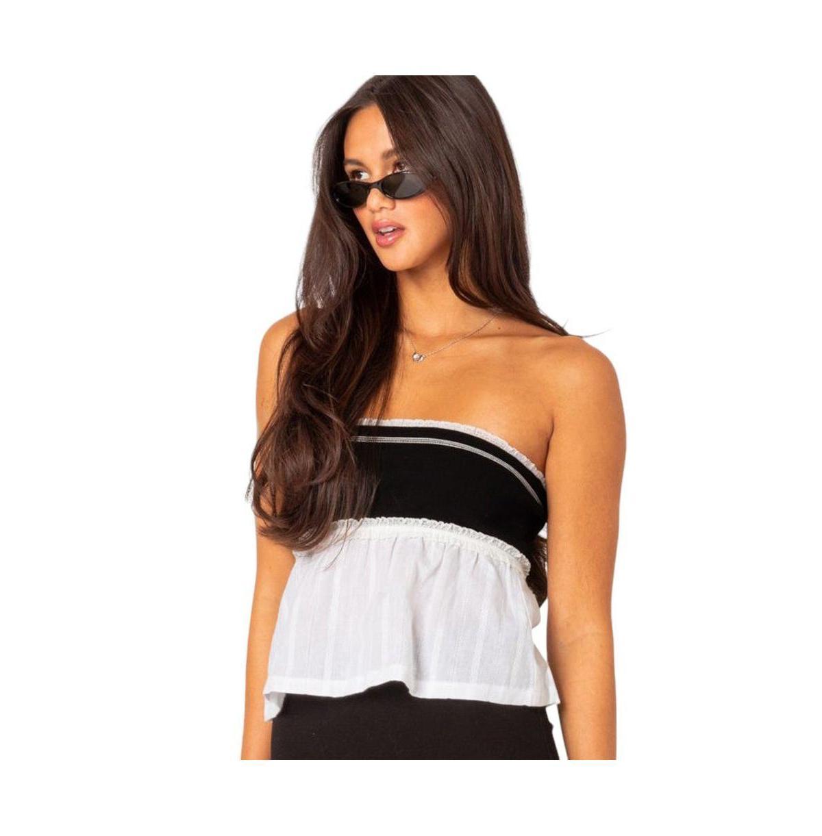 Womens Rena ribbed peplum tube top Product Image