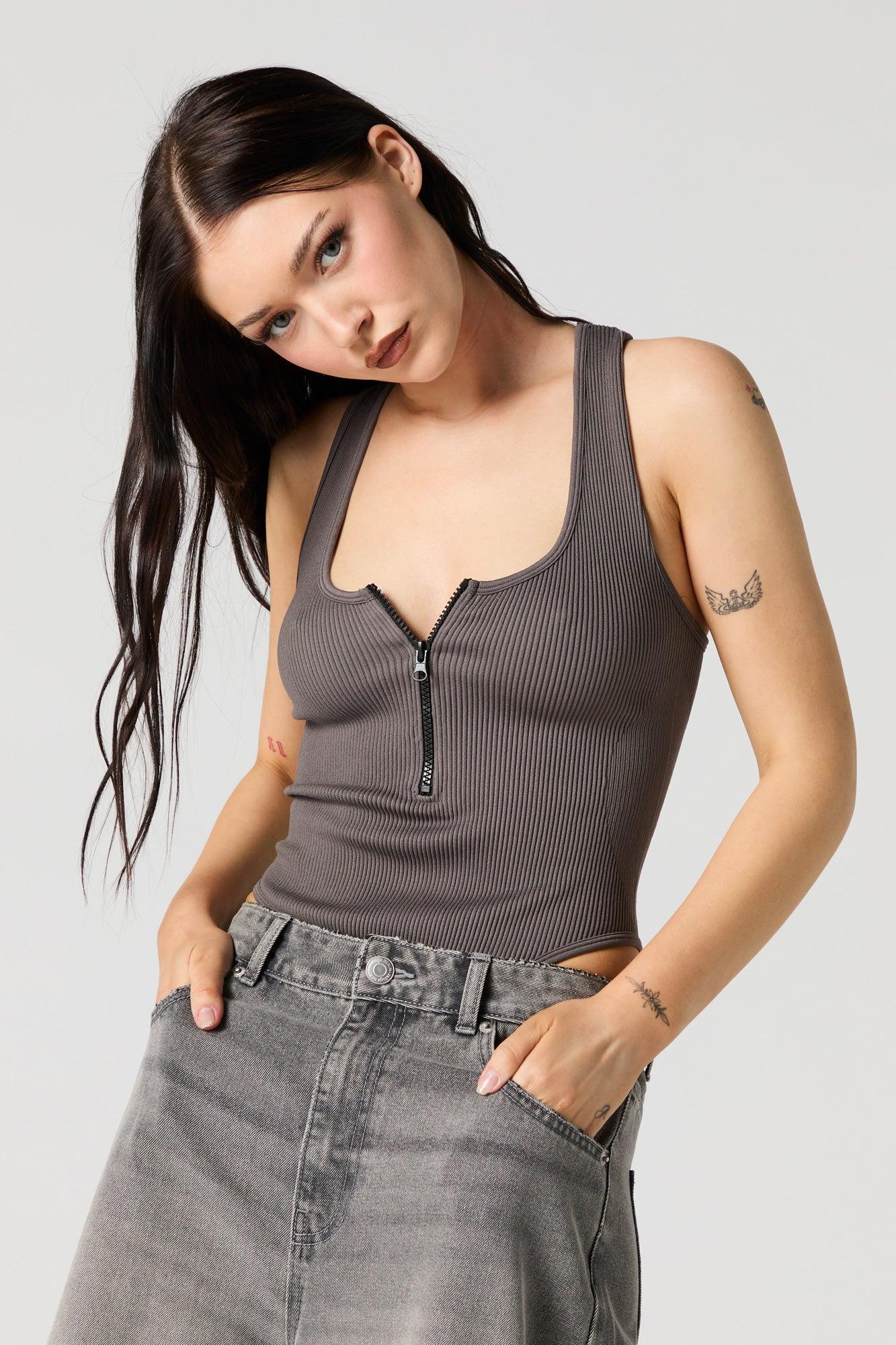 Ribbed Zip-Up Bodysuit Female product image