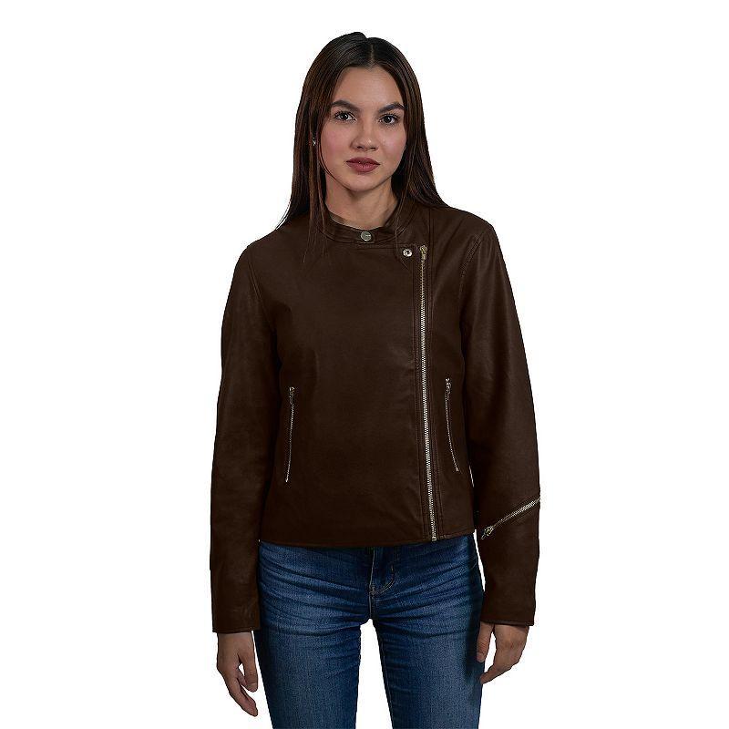 Womens Nine West Faux Leather Moto Jacket Product Image