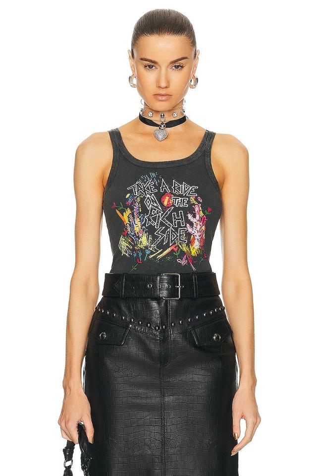 Alessandra Rich Jersey Tank Top in Charcoal Product Image