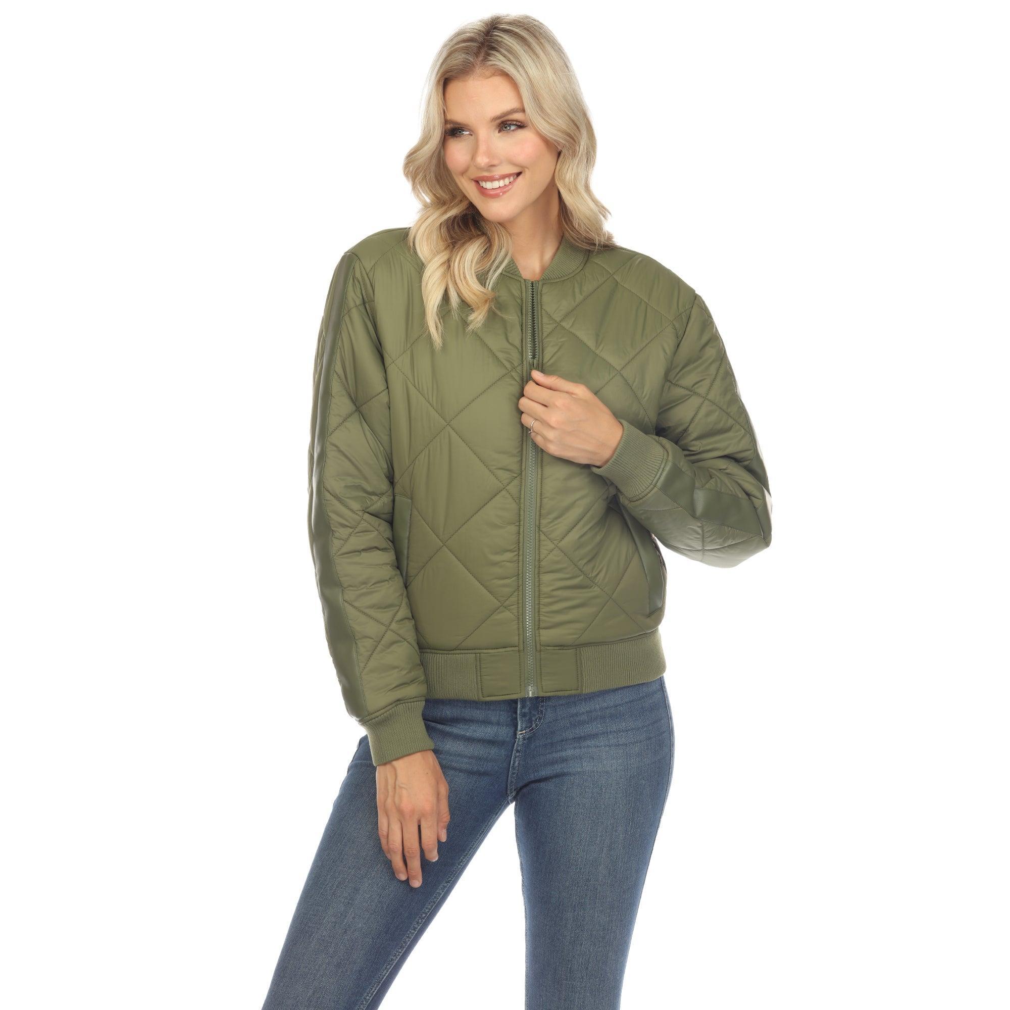 Women's  Lightweight Diamond Quilted Puffer Bomber Jacket Product Image