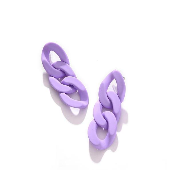 Sohi Womens Purple Chain-link Drop Earrings Product Image